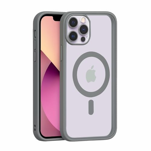 Image of AIBEX Clear Mag-Saf Case for iPhone 14 Pro | Strong Magnetic Lock, Anti-Yellowing Transparent Back Cover | Military-Grade Drop Protection | Slim Lightweight Cover with Camera Guard - Grey