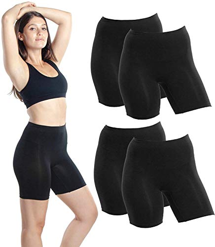 Emprella 5 Pack Slip Shorts for Under Dresses, Women s Seamless Bike Short (Small, Black Pack)