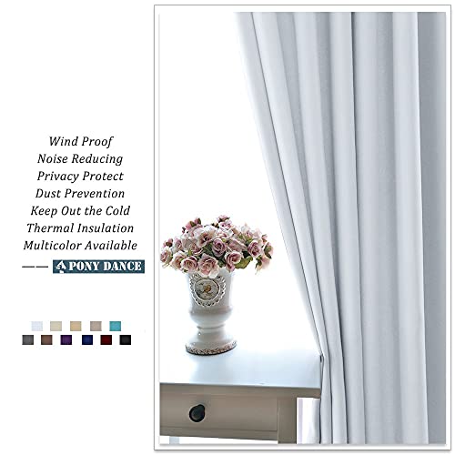 Image of PONY DANCE White Window Curtains - Home Decor Panels Elegant Chrome Heavy-Duty Decorative Light Blocking Draperie for Kitchen & Bedroom, 42 by 54 inches, 2 PCs