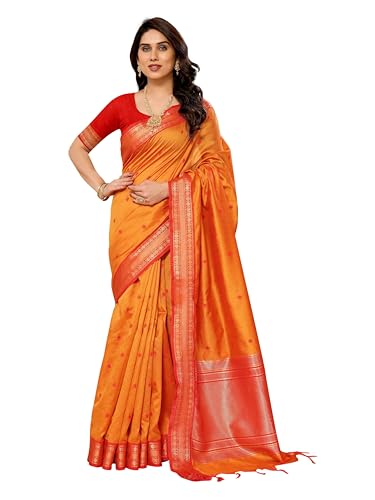 Image of Sidhidata Women's Cotton Silk Jacquard Boardered Saree With Unstitched Blouse Piece (Kalyani)