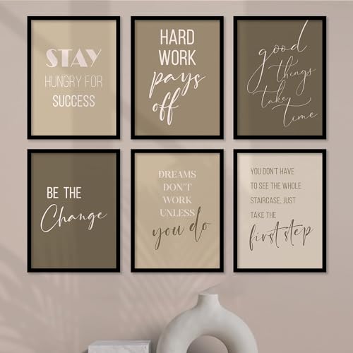 Image of kotart Motivational Quotes Paintings with Frame for Home Decoration - Wall Art Painting for Living Room Bedroom Office Wall Decoration - Set of 6 (10x13, E)