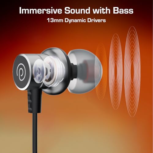 Image of pTron Tangentbeat V2 w / 50Hrs Playtime, Pristine Sound, Dual-Device Pairing, Bluetooth 5.4 Wireless In-Ear Earphones with Mic, Hall Switch Feature, Magnetic Earbuds, Type-C Fast Charging & IPX5(Black)