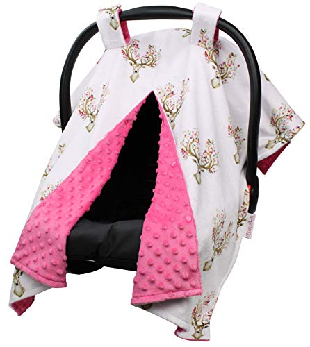 Image of Car Seat Canopy Cover - Flowered Antlers Pink