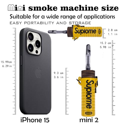 Máquina de humo portátil con control remoto - Diseño compacto en amarillo, ideal para eventos, fotografía y teatro miniatura 3