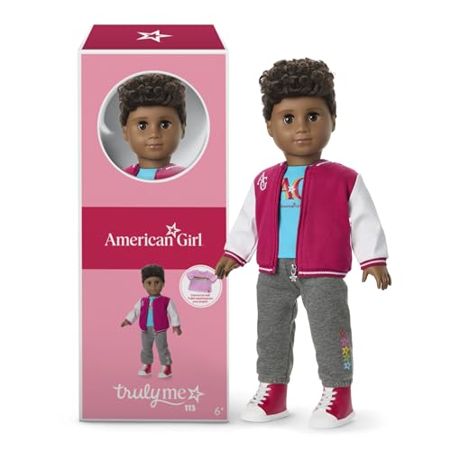 American Girl Truly Me 18-inch Doll #113 with Brown Eyes High-Top Curly Dark-Brown Hair Deep Skin for Ages 6+