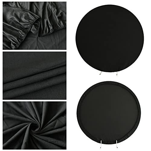 Leowefowa Pure Black Round Backdrop Cover 7.5Ft Polyester Black Photo Backdrop Black Backdrops For Photography Circle Arch Backdrop Stand Cover Birthday Wedding Baby Shower Bridal Shower Photo Props #TOP3