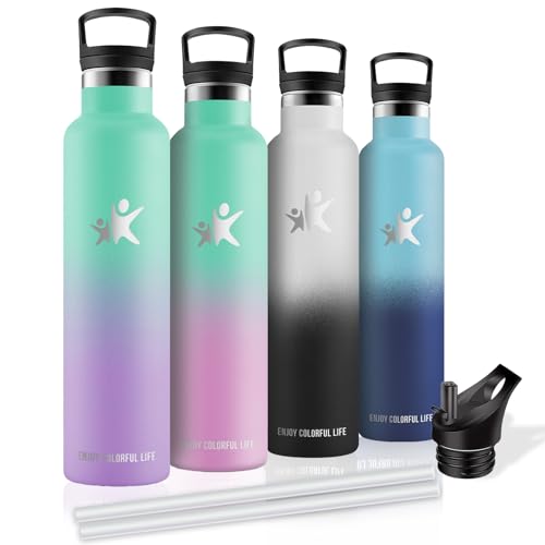 Botella Agua Acero Inoxidable-1 litro- Botella Agua, A Prueba de Fugas, Botella Termica, sin BPA, Termo Acero Inoxidable, Mantiene 24H Frio/12H Calor, Botellas para la Deportes, Cámping, Senderismo
