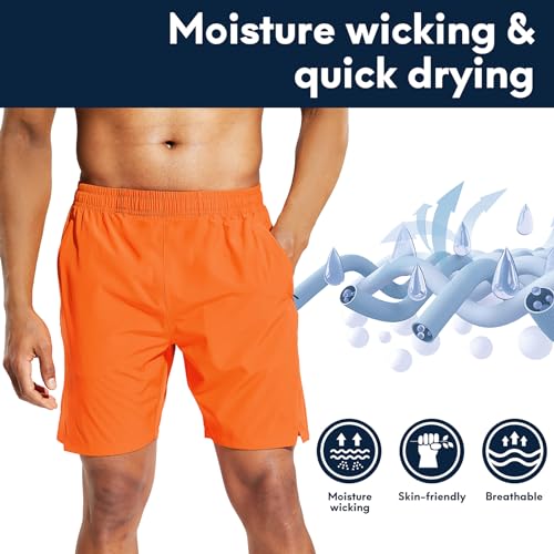 Haimont 7 Inch Athletic Running Shorts Men Dry Fit Lightweight Workout Shorts with Zipper Pockets No Liner, Quick Dry4