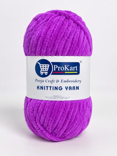 Image of ProKart Premium Blankie Wool, Plush & Cuddly, Chenille Yarn Supersoft Hand Knitting Wool Ball |Adult, Sweaters, caps, Throws, Home Furnishing, Scarves, Blankets (Light Purple, 100gms x 1 Pack)