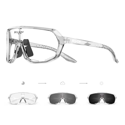 SCVCN Photochromic Cycling Glasses Men Women Clear Sports Sunglasses UV400 Protection for Cycling Running mtb DZ-S63