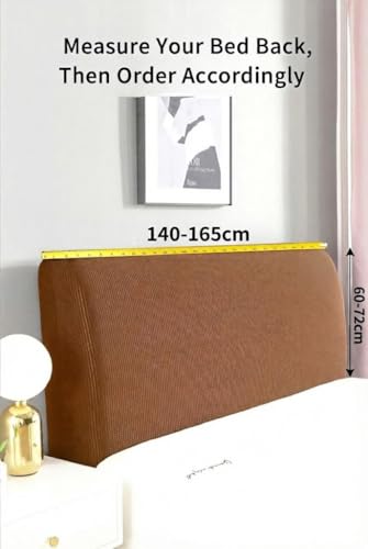 Image of HOMETHREADS Stretchable Lycra /Velvet Headboard Cover | Soft, Dust-Proof & Wrinkle-Resistant Bed Back Protector | Fits Leather, Wooden & Fabric Bedsides |for 5ft to 5.5ft Beds | (Grey, 150x65cm)