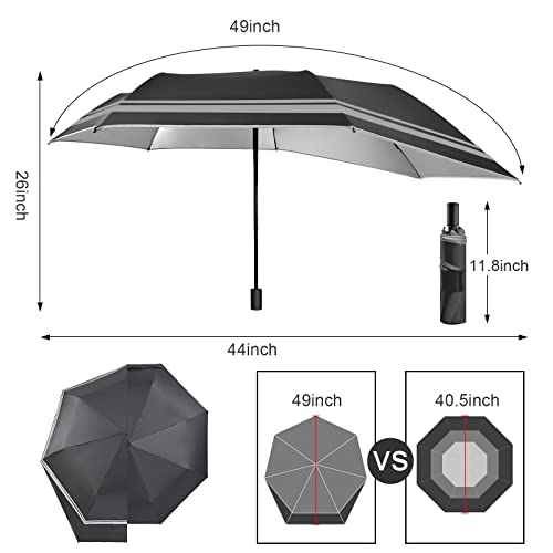 Leagera Uv Umbrella Protection Sun Compact Large Backpack Umbrella With Reflective Strip, Ultralight Folding Golf Umbrella For Daily Commute & Outdoor Trekking Backpacking Umbrella #TOP3