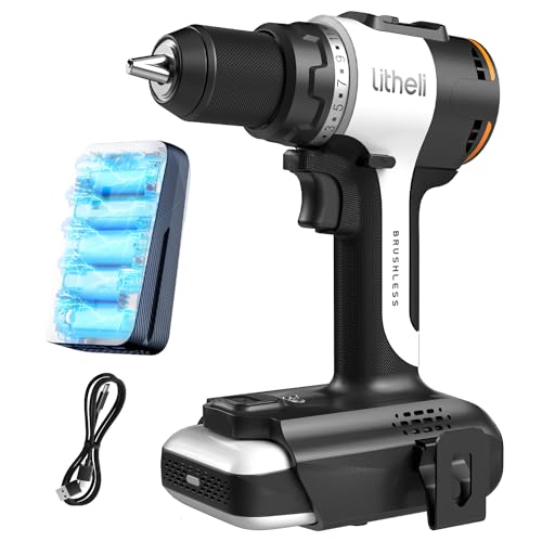 Litheli 20V Akku Bohrschrauber mit 1X10.000mAh Li-Ion Akku, 60 Nm Maximaldrehmoment, 17+1...