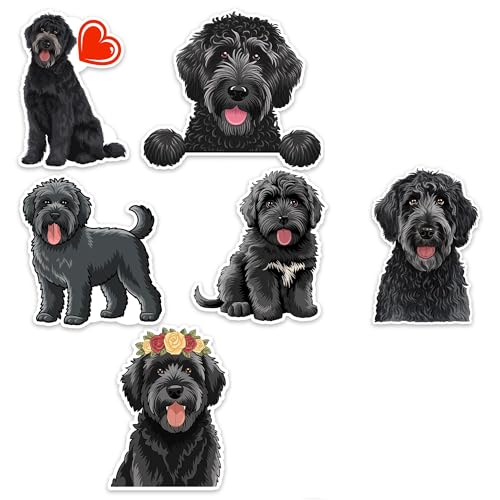 Image of Black Labradoodle Sticker 8 Pcs (Large Size) Vinyl Stickers Laptop Waterproof Decal for Car Bumper Water Bottle Window Funny Party Birthday Decorations - Size 4 Inches