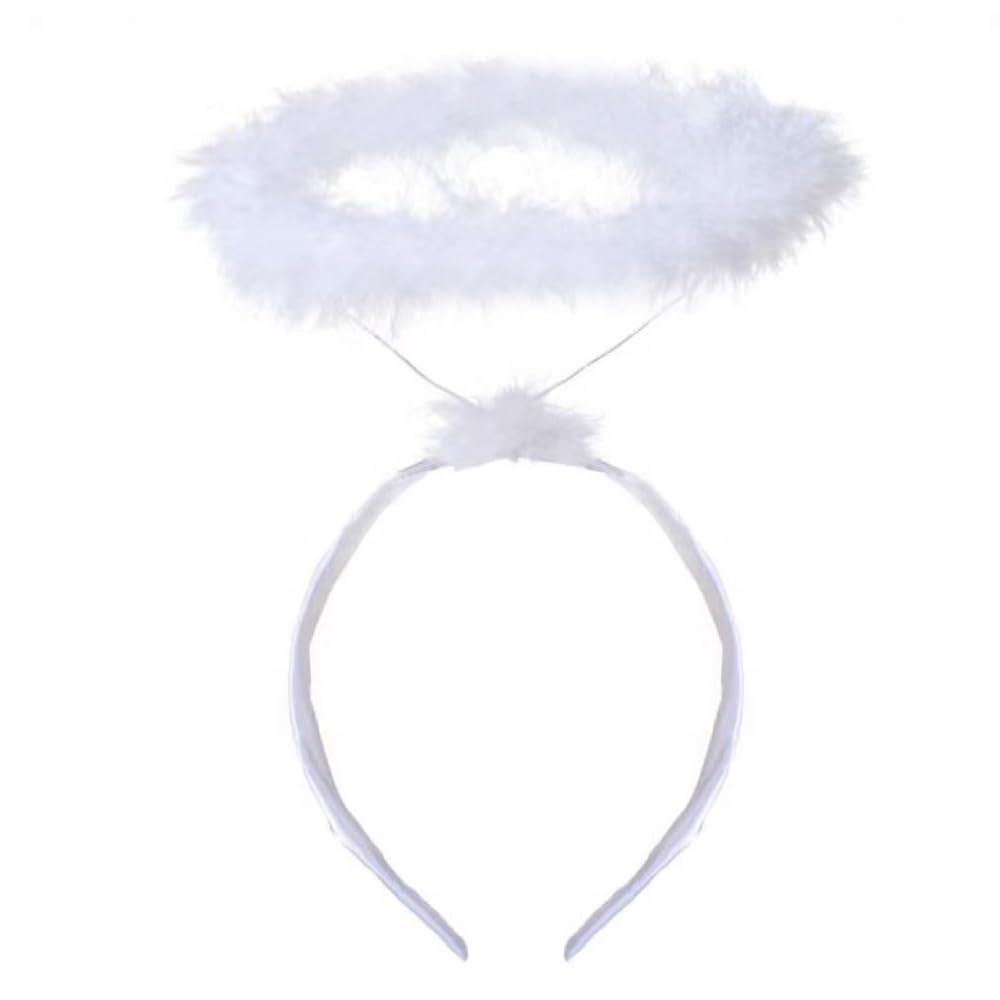 Angel Halo Headband White Feather Angel Hair Band Halloween Dress Up Costume Accessory