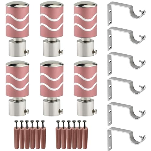 Image of GRIVAN Stainless Steel Curtain Holder Set for Door Window Wall Suitable for 1 Inch Rod Curtain Bracket Support Knobs Accessories (Pink, Pair of 3)