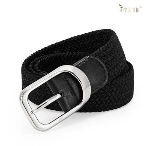 Image of JASGOOD Stretch Belt for Men, Men Women Elastic Woven Braided Belt 1 3 /8 Casual Belt Golf Belt for Jeans Pants
