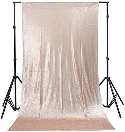 TRLYC Champagne Sequin Backdrop Curtain 4x7ft Glitter Champagne Photography Backdrop Photo Background for Banquet Party Wedding Christmas Birthday