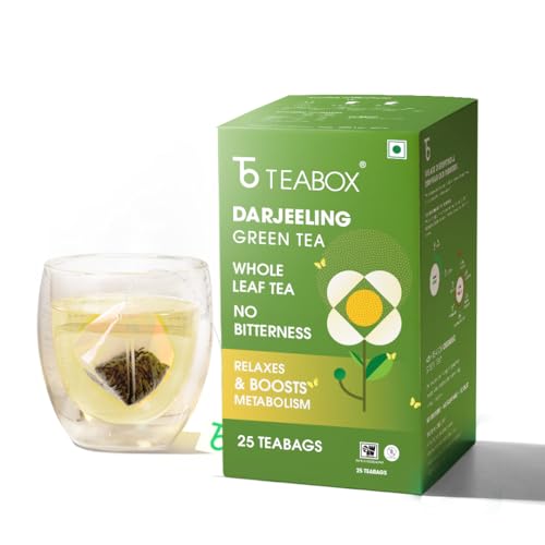 Image of Teabox Darjeeling Green Tea | 25 Tea Bags with Whole Leaf Green Tea | Rich in Antioxidants | Smooth and Fresh Flavour | Low Caffeine