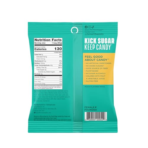 SmartSweets Peach Rings Dulces Bajo Azúcar 1.8 Oz x12 miniatura 2