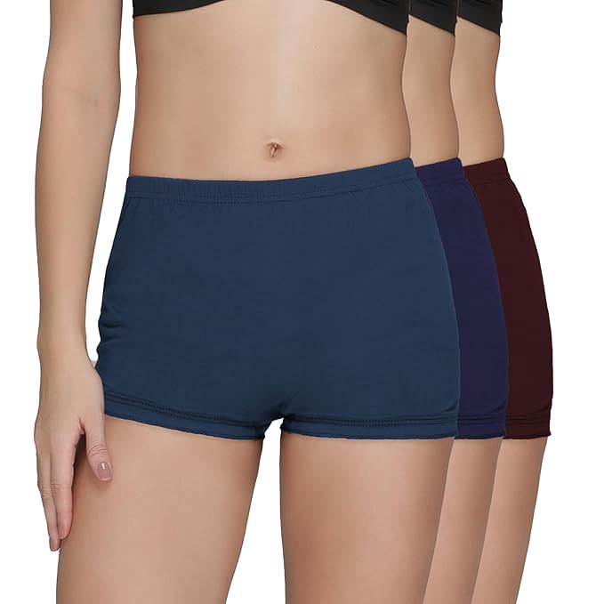 Pack of 3 Pure Cotton Soft Light Weight Solid Women Multicolour Bloomer-image-21