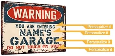 Miniatura 4 de ADVERTENCIA YOU ARE ENTERING EDDIE'S GARAGE - Letrero chic personalizado, estilo rústico, vintage, tazas retro, cocina, bar, pub, cafetería,