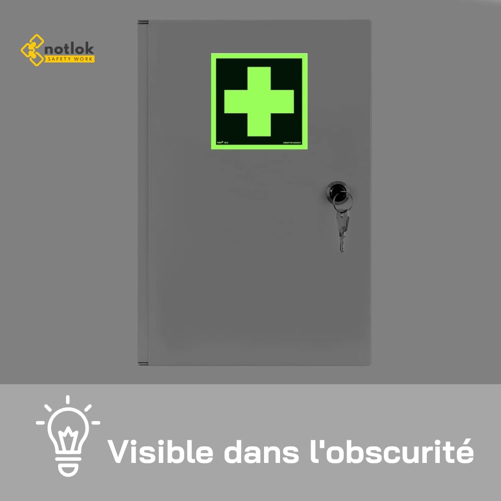 Armoire à Pharmacie Murale 39x24x11cm | Serrure + 2 Clés, 3 Compartiments, 1 Autocollant Fluorescent ISO-DIN | Pharmacie Rangement Mural, Boite Pharmacie, Meuble de Premiers Secours