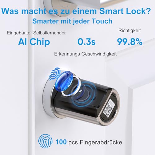 WELOCK Touch41 Türschloss Fingerabdruck,Fingerabdruck Türschloss Haustür,Elektronisches...