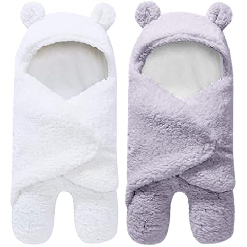 Spotted Play 2 Pack Sherpa Baby Swaddle Blanket - Grey and White Cover