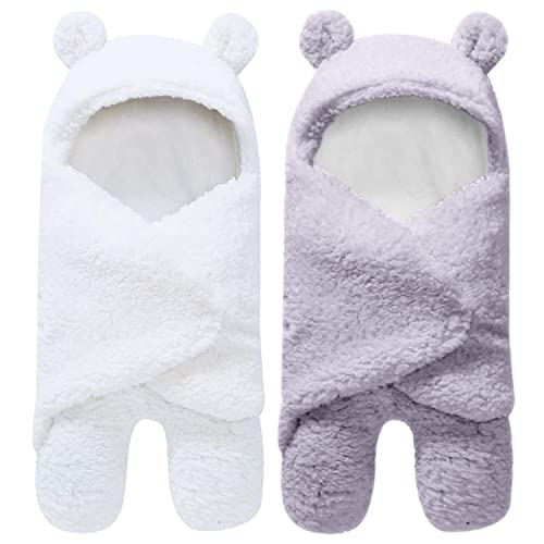 Image of Spotted Play 2 Pack Sherpa Baby Swaddle Blanket - Grey and White