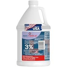Epic Medical Supply 3% Hydrogen Peroxide - First Aid Antiseptic & Multipurpose Cleaner - Topical Wash for Cuts, Scrapes and Minor Cuts - H2O2 Hydrogen Peroxide 3 Percent USP Solution 1 Gallon
