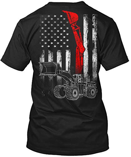 Heavy Equipment Operator Tshirt Heavy Equipment Operator U.S America Flag T-Shirt for Men Women (Black - 2XL)