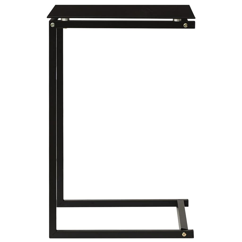Black Side Table 40x40x60 cm Tempered Glass and Powder Coated Steel for Living Room, Bedroom, Hallway, Balcony, Sofa, Bed, Lamp, Magazine, Remote Control Use