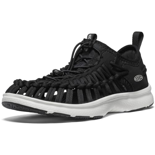 KEEN Women's O3 Breathable Two Cord Custom Comfort Fit Sneaker Style Sandals, Black/Star White, 8