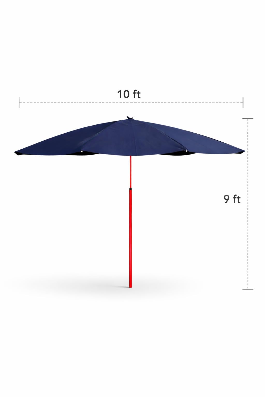 KUMCO Heavy Duty Garden Umbrella | 10 Feet Diameter | 10 Ribs | Round | PU Coated Fabric | Steel Shaft | Manual Push-up | UV Protection | Blue Colour | Base not included 2