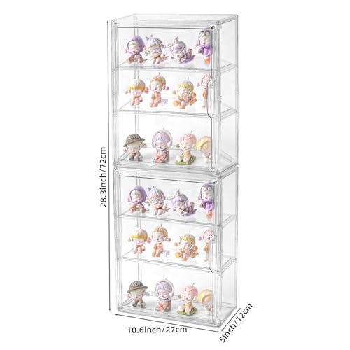 Image of 3 Tier Display Case for Collectibles,Clear Display Box with 2 Movable Plates ,Storage Container with Magnetic Door (Large 2 Pack)