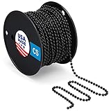 WAXAW Black #10 Beaded Ball Chain (4.5mm) - USA Made Carbon Steel (CS) 100 Feet Spool for Vertical Window Blinds, Plumbing & Industrial Equipment Labeling, Commercial Retaining Applications, (10XBCS)