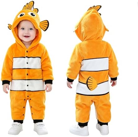 TONWHAR Baby Animal Costume for Toddler Boys & Girls - Halloween Fleece Hooded Romper for Dress Up & Daily Playwear
