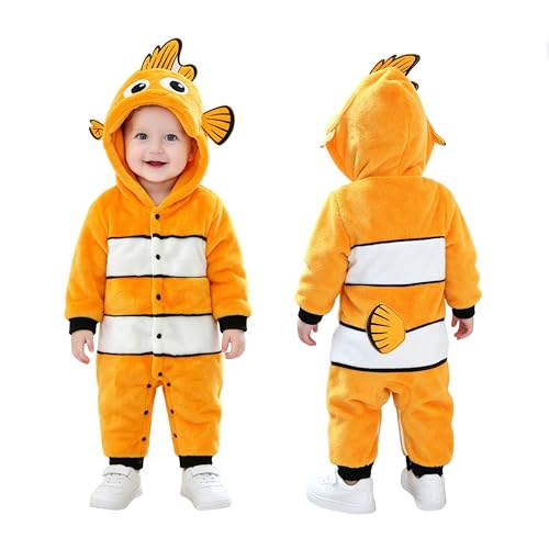 TONWHAR Kids and Toddlers Costume Baby Animal Outfit Baby Boys Girls One-Piece Rompers Jumpsuit(1-3M Fish)