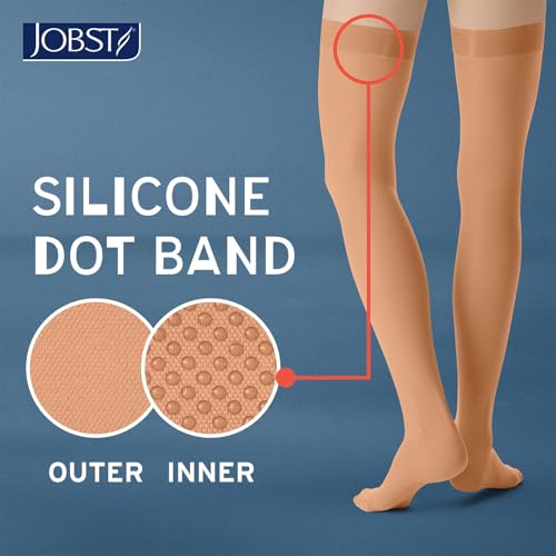 Image of JOBST UltraSheer Thigh-High Compression Stockings for Women - Closed Toe - Silicone Dot Band - Medical Compression 20-30 mmHg - For Varicose and Spider Veins - Helps Prevent Swelling