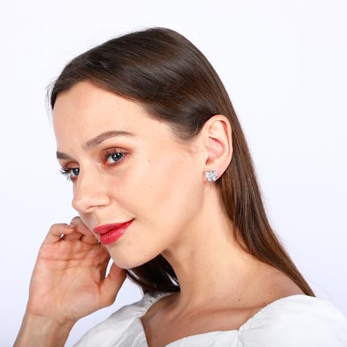 Image of Crystal Butterfly Earrings,Inlaid with Zirconia,Hypoallergenic Children's Diamond Silver Earrings,Birth Gift Birthday Valentine's Day Mother's Day Graduation Gift