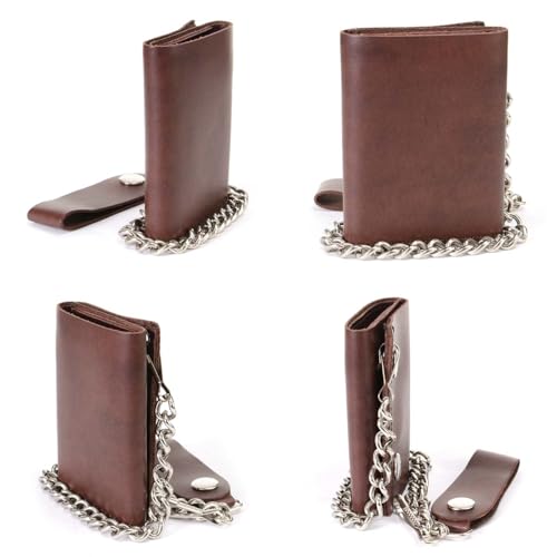 Image of Milwaukee Leather MLW7889 Men's 7.5 inch Black Premium Leather Soft Biker Wallet - Bi-Fold Anti-Theft Stainless Steel Chain
