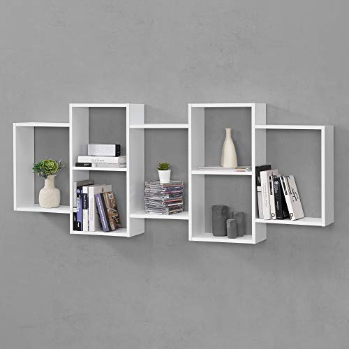 Mensola A Parete Con 4 Scomparti A U – 95x17x16,5 Cm, Effetto Cemento, Carico 10 Kg (En.casa Ekerö)