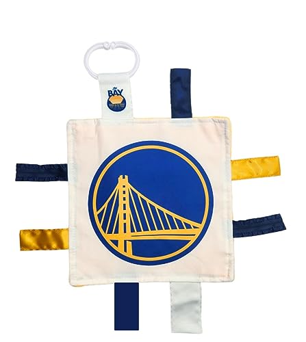 Image of The Learning Lovey Golden State Warriors Baby 8x8” Tag Toy - NBA Basketball - Baby Sensory Crinkle Toys - Soft & Safe - Ideal Baby Stroller Toy - BPA Free w/Stroller Clip (8" x 8" Tag Toy)