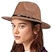 LADYBRO Fedora for Women Wide Brim Hats Wool Felt, Adjustable (Mix Camel, 22-7/8