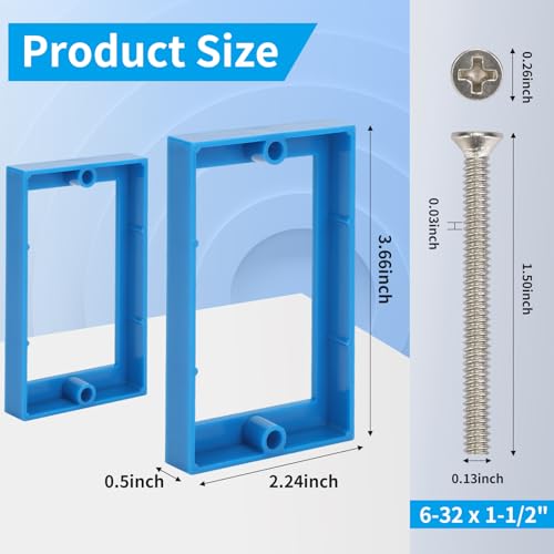 Single Gang Receptacle Outlet Box Extenders 1/2",Electric Outlet Extender Box with 8 Screws,Receptacle Extender for Electric Box and Electric Outlet Switches, Blue (Pack of 4)