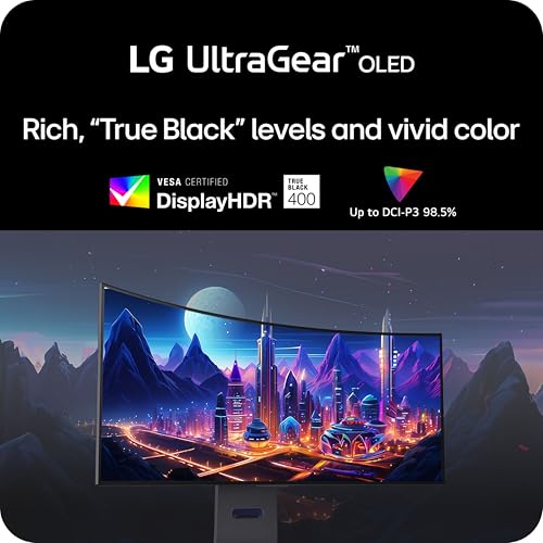 Lg 45GS95QE-B.AUS Ultragear Oled Curved Gaming Monitor 45-Inch Wqhd 800R 240Hz 0.03Ms Displayhdr True Black 400 Amd Freesync Premium Pro Nvidia G-Sync Hdmi 2.1 Displayport Tilt/Height/Swivel Stand thumb #7