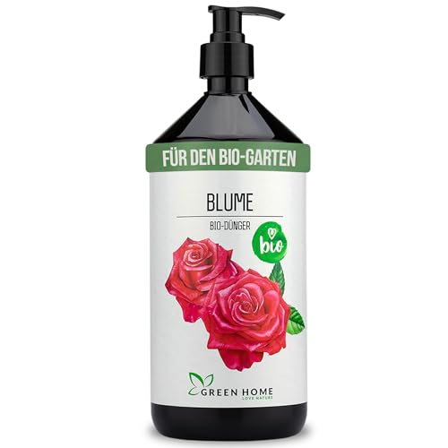 Green Home Blumendünger BIO 1 Liter Flüssigdünger für Zimmerpflanzen, Balkon und Terrasse mit NPK 3+2+6 organisch mineralischer Pflanzendünger für kräftige Blüten und gesundes Wachstum