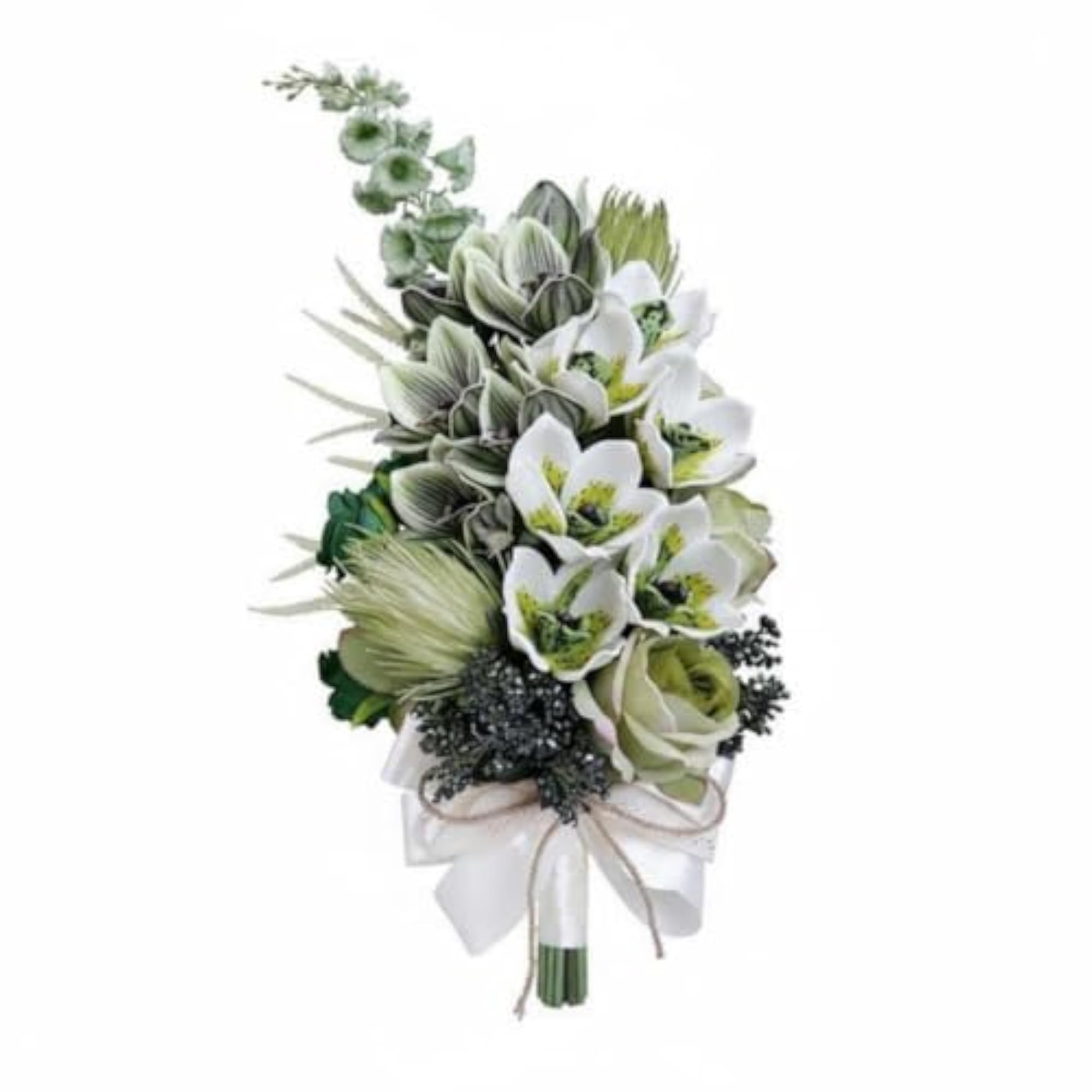 Waterfall Style Bridal Bouquet, Realistic Look Artificial Flowers