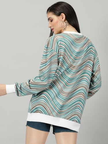 Image of RodZen Oversized | Loose Fit |Full Sleeves Cotton Loopnet Round Neck T-Shirt for Womens /Girls